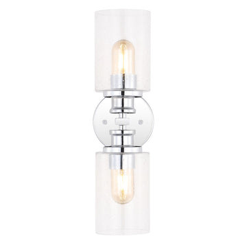 Jules Edison 16.5" Cylinder Iron/Seeded Glass Farmhouse Contemporary LED Wall Sconce